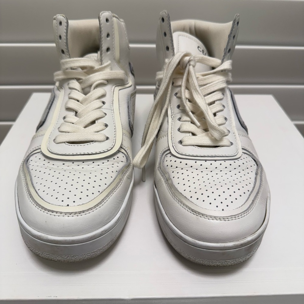 Celine Ct-01 “Z” Trainer High Top Sneaker In Calfskin Optic White - Picture 2 of 12